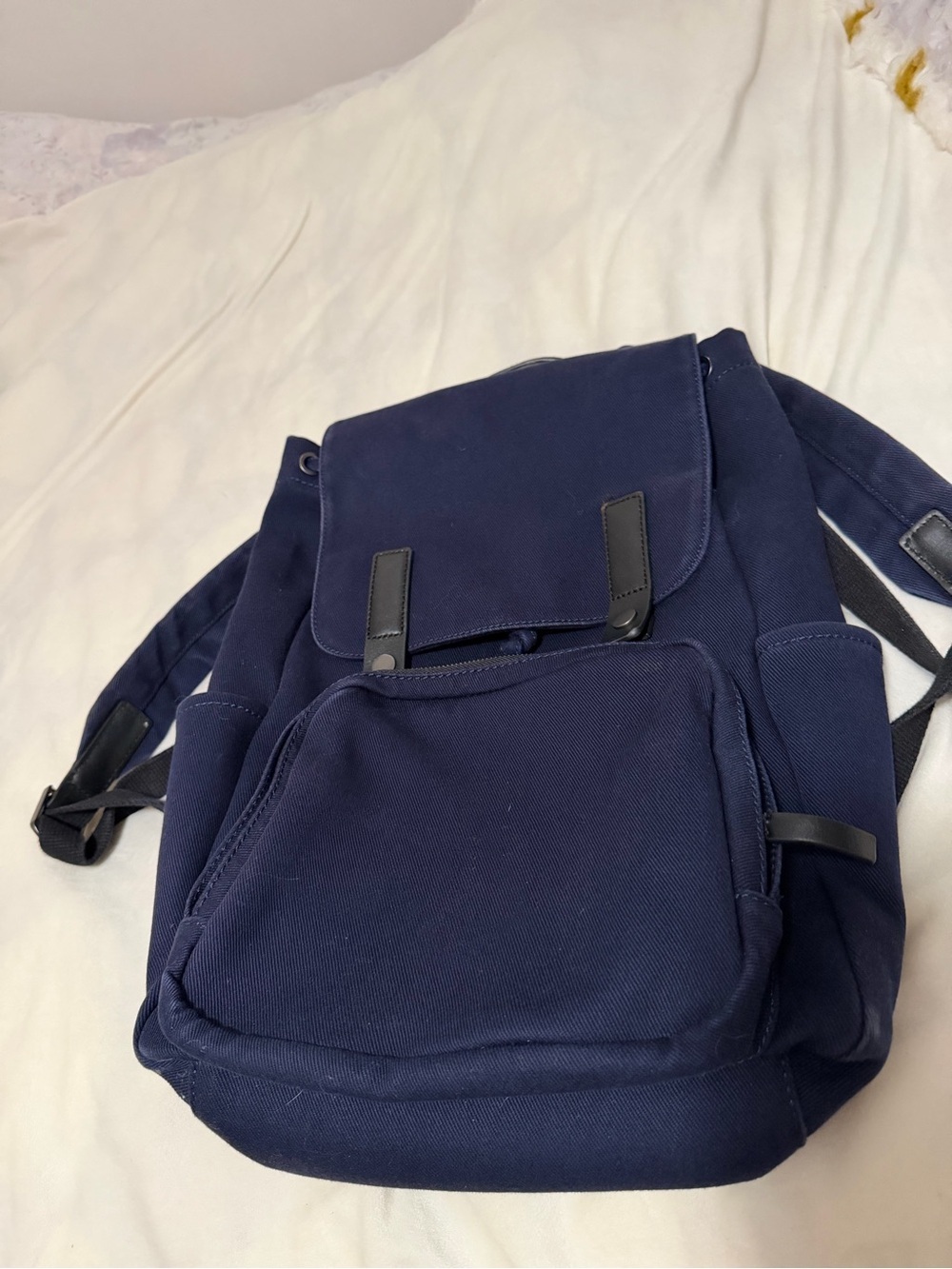 Everlane Navy Canvas Backpack with Snaps